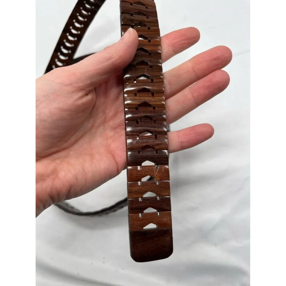 Vintage Dark Brown Wooden Link Belt
